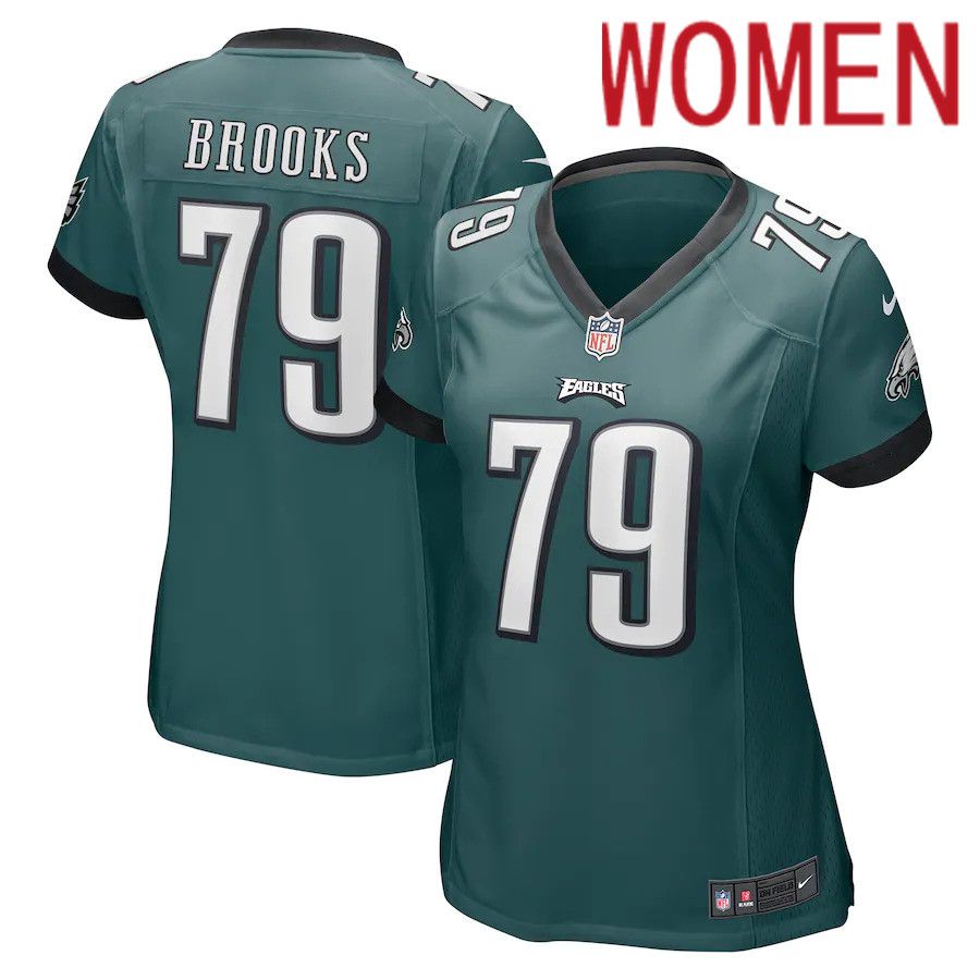 Women Philadelphia Eagles #79 Brandon Brooks Nike Midnight Green Game NFL Jersey->women nfl jersey->Women Jersey